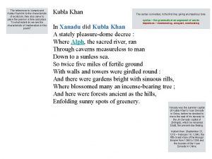 The references to Xanadu and Kubla Khan link