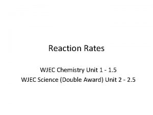 Reaction Rates WJEC Chemistry Unit 1 1 5