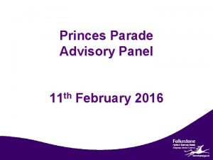 Princes Parade Advisory Panel 11 th February 2016