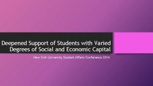 Deepened Support of Students with Varied Degrees of