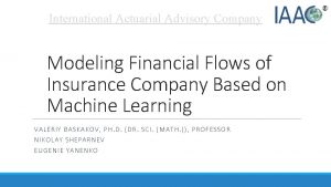 International Actuarial Advisory Company Modeling Financial Flows of