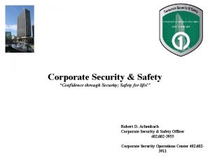 Corporate Security Safety Confidence through Security Safety for
