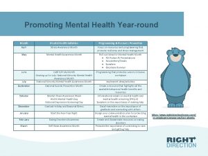 Promoting Mental Health Yearround Month Mental Health Initiative