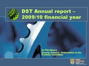 DST Annual report 200910 financial year Dr Phil