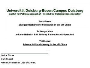 Universitt DuisburgEssenCampus Duisburg Institut fr Politikwissenschaft Institut fr