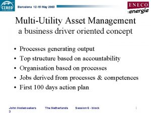 Barcelona 12 15 May 2003 MultiUtility Asset Management