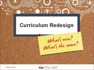 Curriculum Redesign September 2015 1 Curriculum Redesign Directions