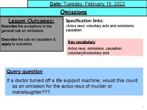 Date Tuesday February 15 2022 Omissions Lesson Outcomes
