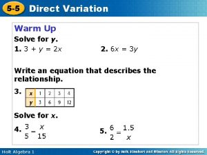 5 5 Direct Variation Warm Up Solve for