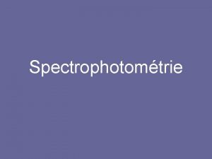 Spectrophotomtrie Absorption par le permanganate Spectre dabsorption de