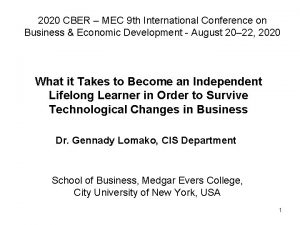 2020 CBER MEC 9 th International Conference on