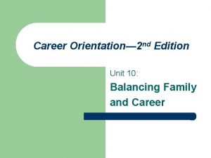 Career Orientation 2 nd Edition Unit 10 Balancing