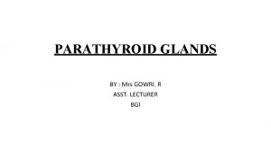 PARATHYROID GLANDS BY Mrs GOWRI R ASST LECTURER