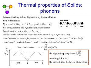 Thermal properties of Solids phonons a m w