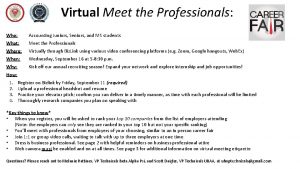 Virtual Meet the Professionals Who Accounting Juniors Seniors