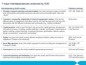 7 major interdependencies endorsed by SOC Interdependency draft