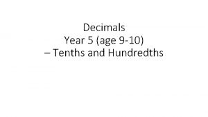 Decimals Year 5 age 9 10 Tenths and