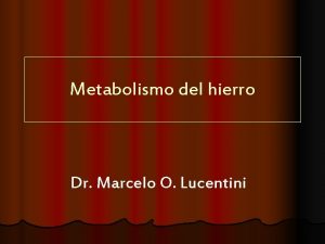 Metabolismo del hierro Dr Marcelo O Lucentini METABOLISMO