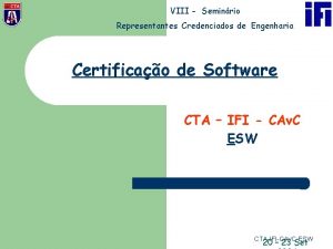 VIII Seminrio Representantes Credenciados de Engenharia Certificao de