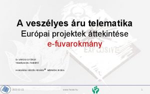 A veszlyes ru telematika Eurpai projektek ttekintse efuvarokmny