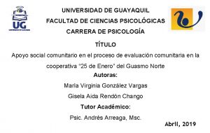 UNIVERSIDAD DE GUAYAQUIL FACULTAD DE CIENCIAS PSICOLGICAS CARRERA