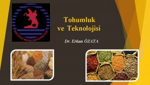 Tohumluk ve Teknolojisi Dr Erkan ZATA Ekim Zaman
