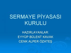 SERMAYE PYASASI KURULU HAZIRLAYANLAR EYYP BLENT KAVAK CENK