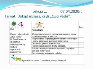 Lekcja 07 04 2020 r Temat Dokd idziesz