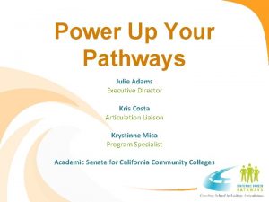 Power Up Your Pathways Julie Adams Executive Director