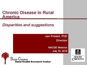 Chronic Disease in Rural America Disparities and suggestions