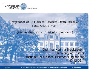 Computation of RF Fields in Resonant Cavities based