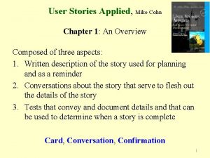 User Stories Applied Mike Cohn Chapter 1 An
