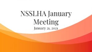 NSSLHA January Meeting January 21 2021 Margie Kessel