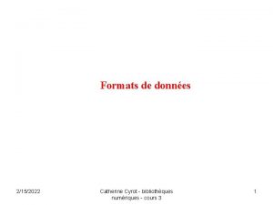 Formats de donnes 2152022 Catherine Cyrot bibliothques numriques
