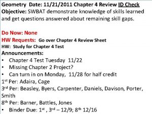 Geometry Date 11212011 Chapter 4 Review ID Check