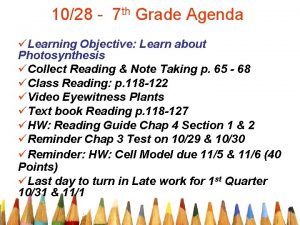 1028 7 th Grade Agenda Learning Objective Learn