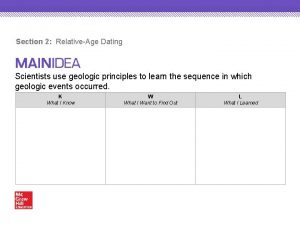 Section 2 RelativeAge Dating Scientists use geologic principles