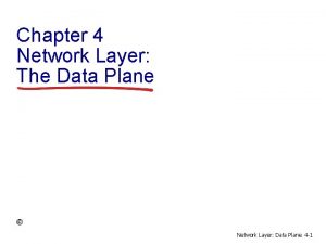 Chapter 4 Network Layer The Data Plane Network
