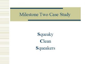 Milestone Two Case Study Squeaky Clean Squeakers Classes