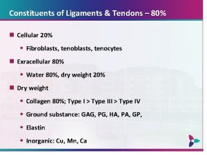 Constituents of Ligaments Tendons 80 n Cellular 20