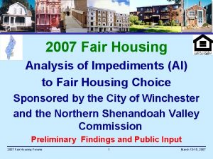 2007 Fair Housing Analysis of Impediments AI to