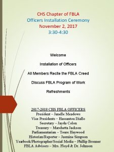 CHS Chapter of FBLA Officers Installation Ceremony November