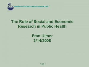 Institute of Social and Economic Research UAA The