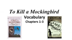 To Kill a Mockingbird Vocabulary Chapters 1 3