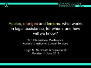 Apples oranges and lemons what works in legal