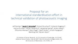 Proposal for an international standardisation effort in technical