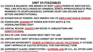 UNIT 3 FOLDABLES 1 CHECKS BALANCES ONE BRANCH