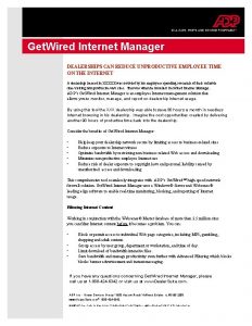 Get Wired Internet Manager DEALERSHIPS CAN REDUCE UNPRODUCTIVE