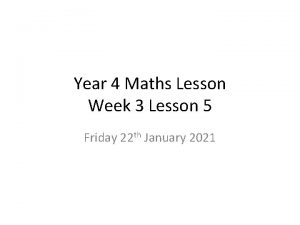 Year 4 Maths Lesson Week 3 Lesson 5