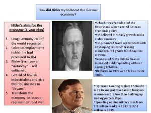 How did Hitler try to boost the German